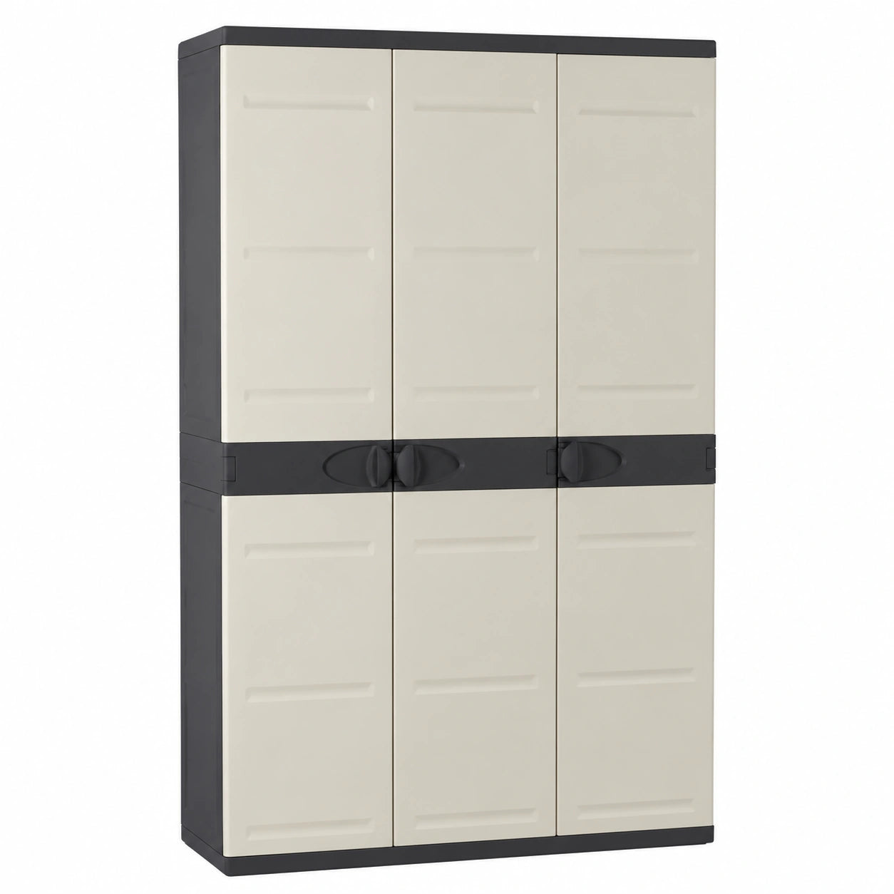 Armoire, avec étagères, avec portes, coloris noir et beige, pour la chambre