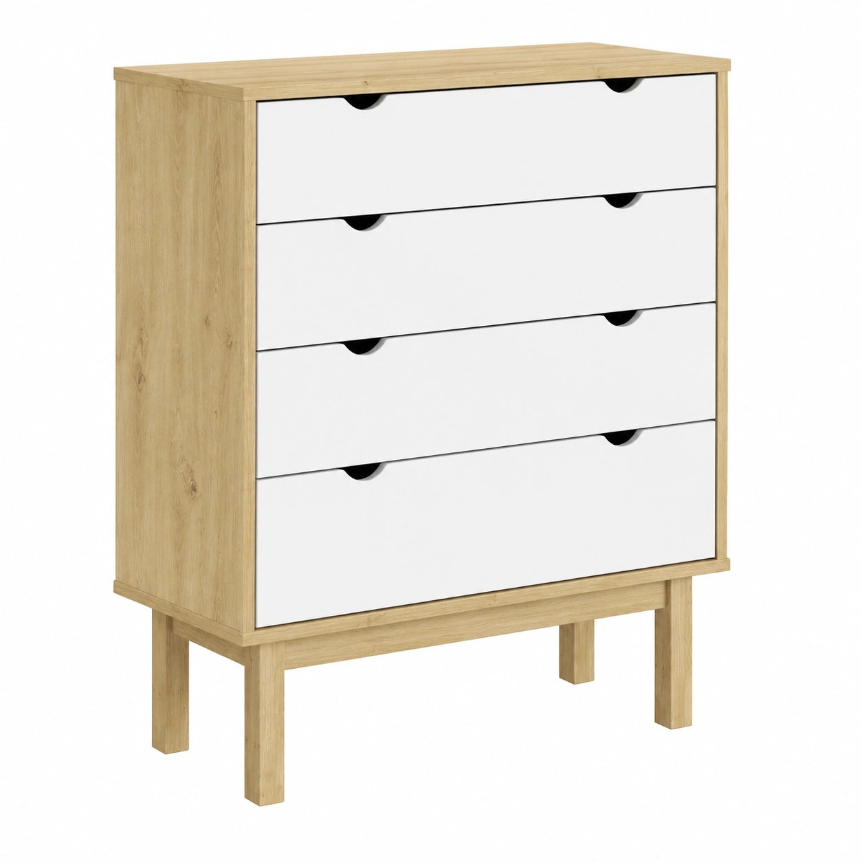 Armoire, avec rangement, avec tiroirs, coloris blanc et marron, 76,5 x 39,5 x 90 cm, pour la chambre