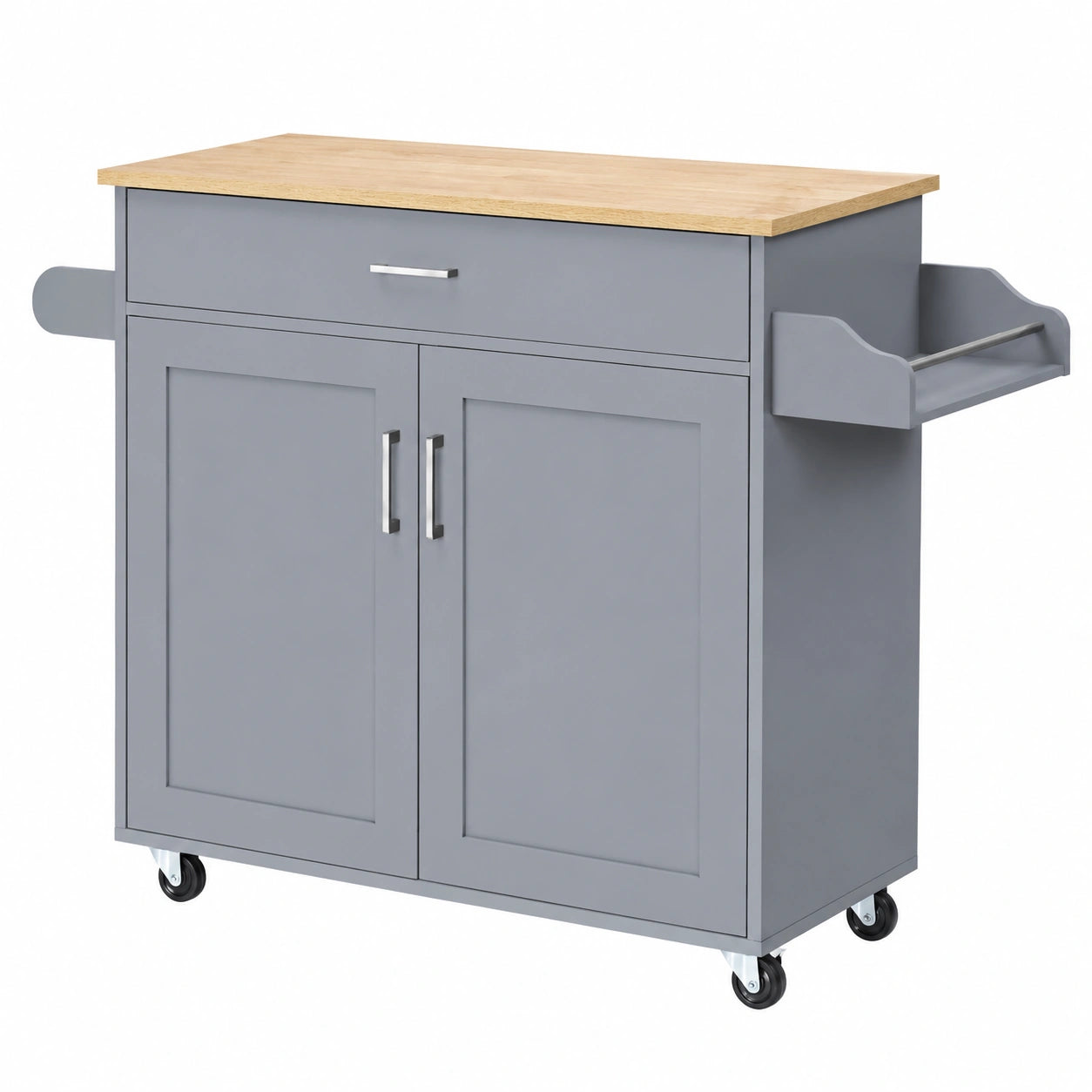 Armoire, avec tiroirs, avec portes, sur roulettes, coloris gris, 116 x 40 x 85 cm, pour la chambre