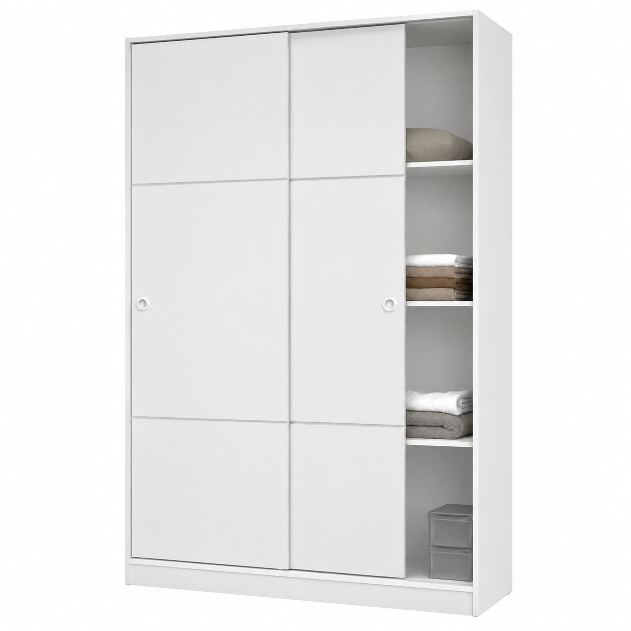 Armoire, avec portes coulissantes, avec portes, coloris blanc, pour la chambre