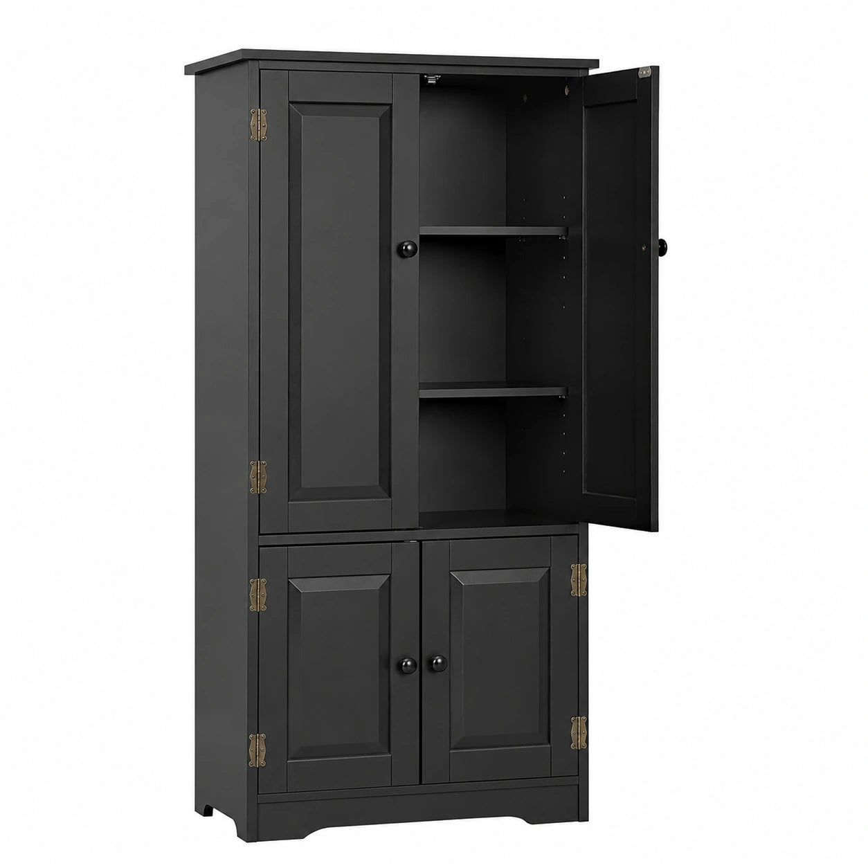 Armoire, réglable, avec rangement, avec étagères, coloris noir, 58,5 x 32 x 123 cm, pour la chambre