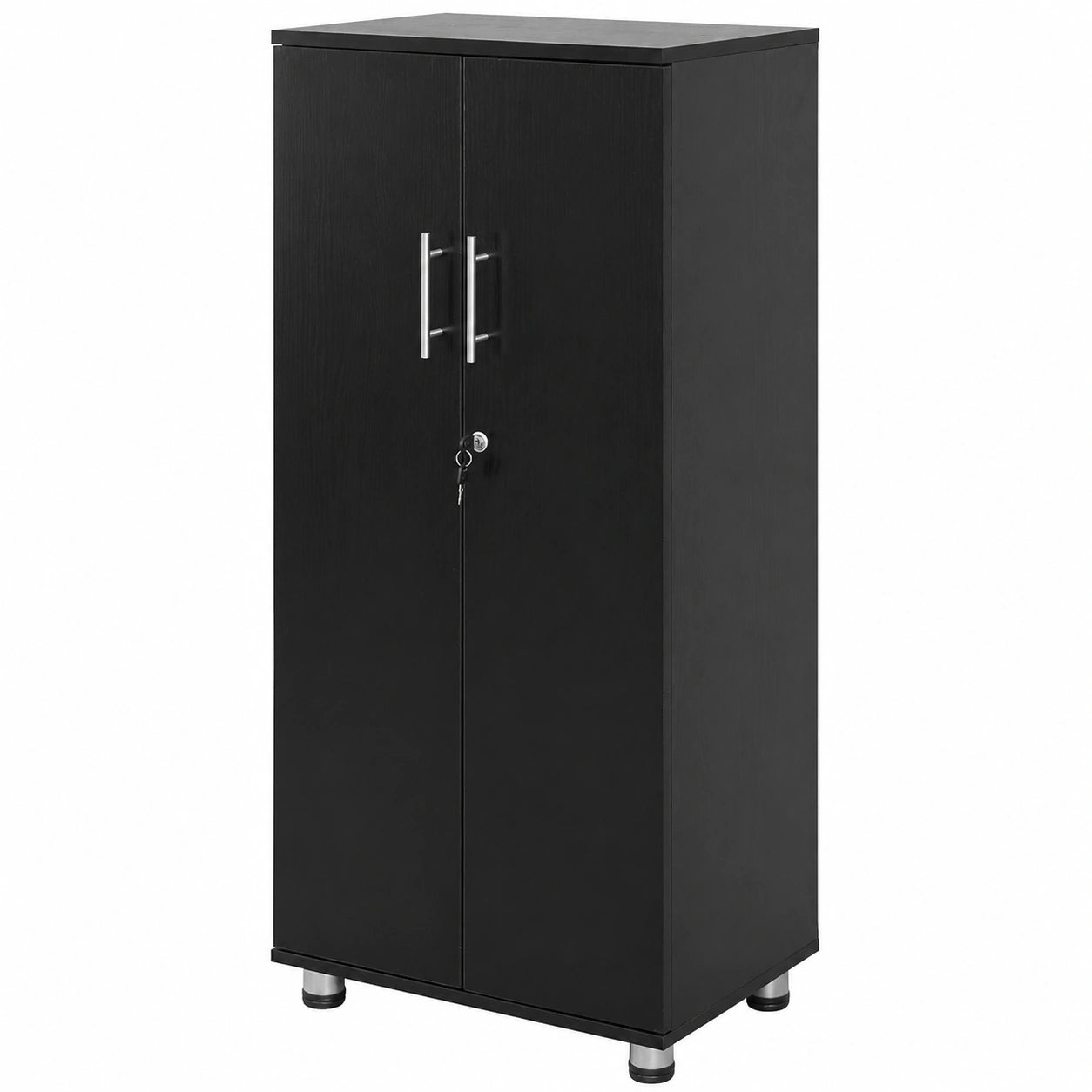 Armoire, avec étagères, avec portes, coloris noir, pour la chambre