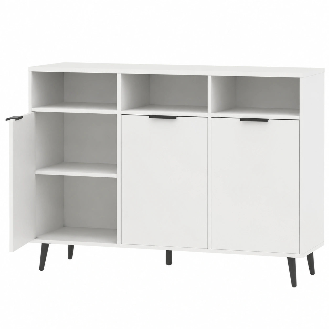 Armoire, réglable, avec étagères, avec portes, coloris blanc, pour la chambre