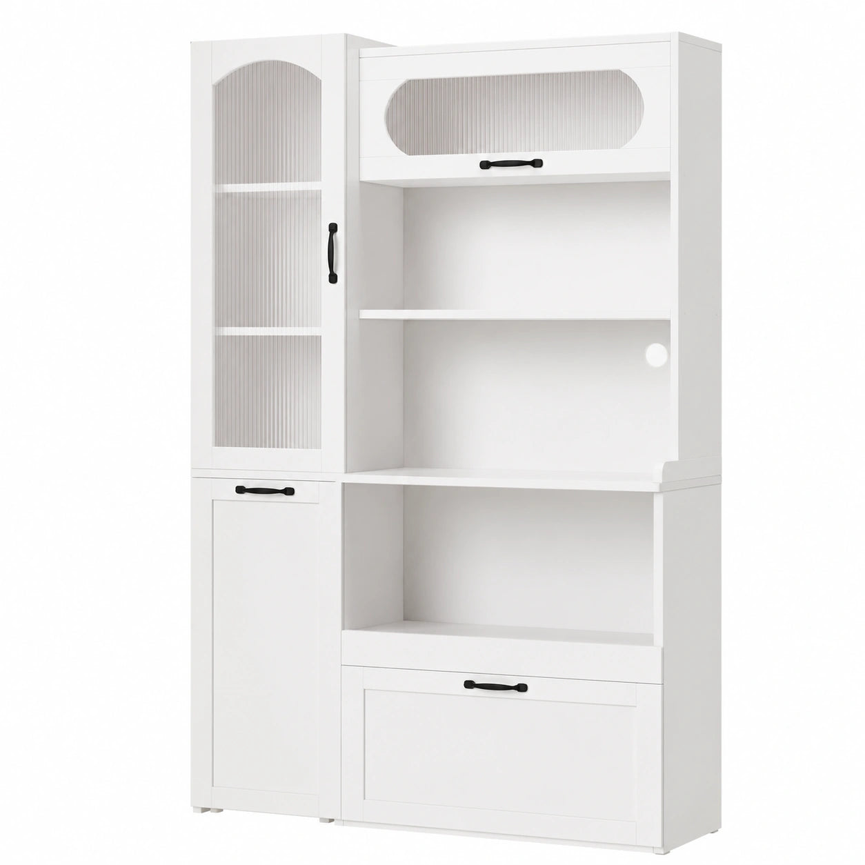 Armoire, réglable, avec tiroirs, avec étagères, en verre, coloris blanc, pour la chambre
