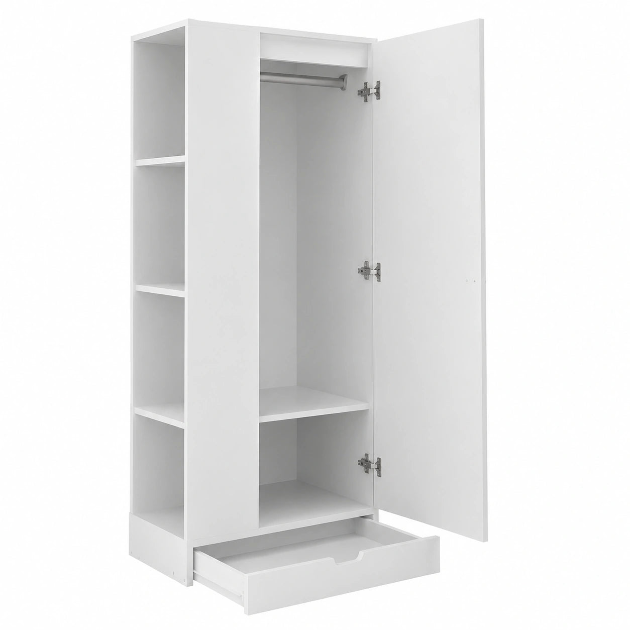 Armoire, avec tiroirs, avec étagères, 70 x 40 x 170 cm, coloris blanc, pour la chambre